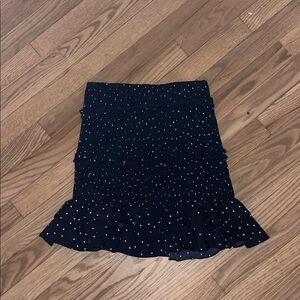 Women's Black Polka Dot Ruffle Hem Skirt